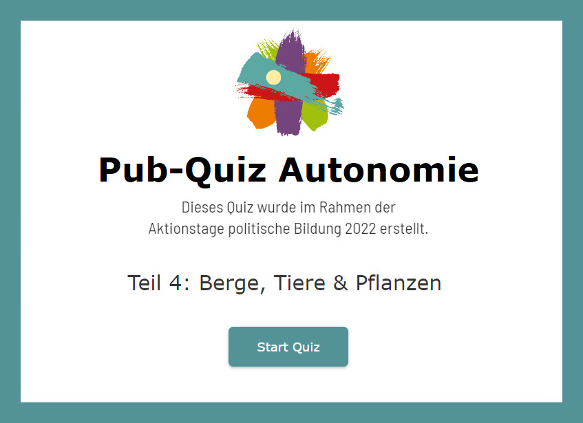Pub-Quiz Autonomie: Berge, Tiere und Pflanzen